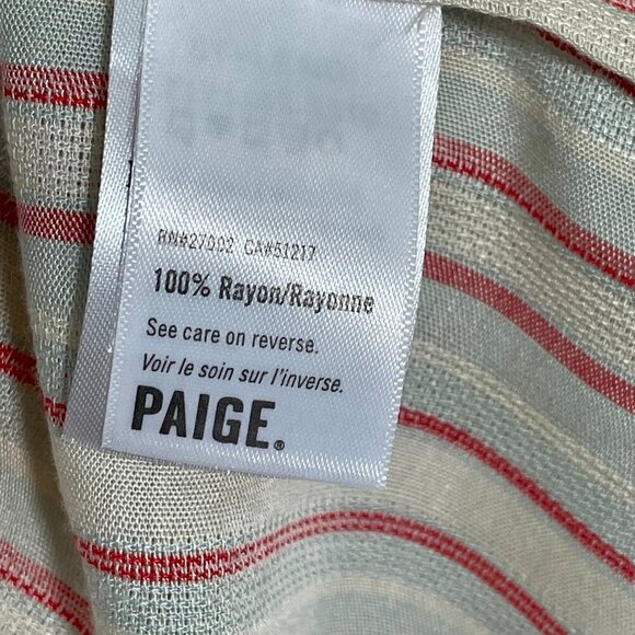 PAIGE Kylenn Tiered Boho Babydoll Dress Cream Stripe Resort Vacation M - Picture 11 of 15